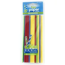 Papír szívószál vegyes színekben egyenes 25db/cs