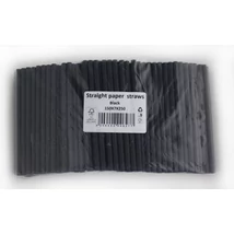 Papír szívószál fekete egyenes rövid 250db/cs 150x7mm