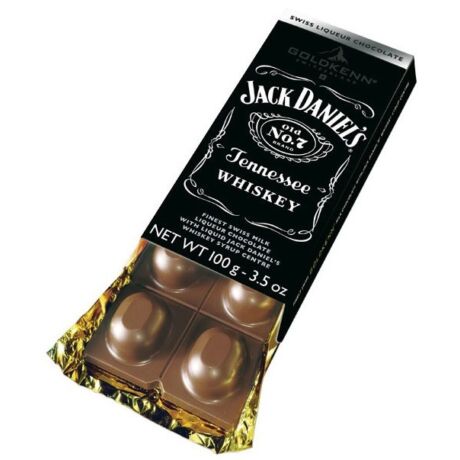Jack Daniel's whiskey-vel töltött táblás csokoládé - 100 gr