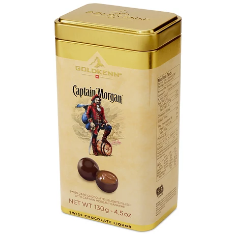 Captain Morgan rummal töltött csokoládé golyók, fém díszdobozban - 130 gr