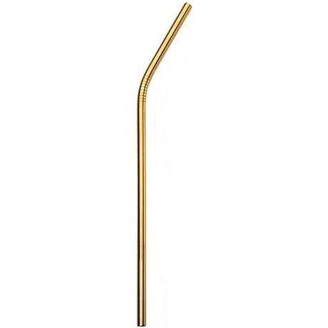 Fém szívószál hajlított rozsdamentes arany színű 6mm x 215mm 1db