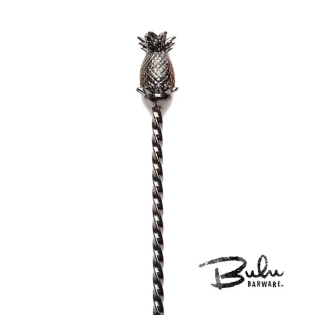 Bulu ananász végű bárkanál gunmetal fekete véggel 33,5 cm 