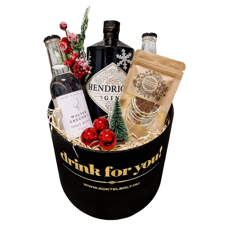 Karácsonyi Hendricks gin tonik csomag fehér díszdobozban