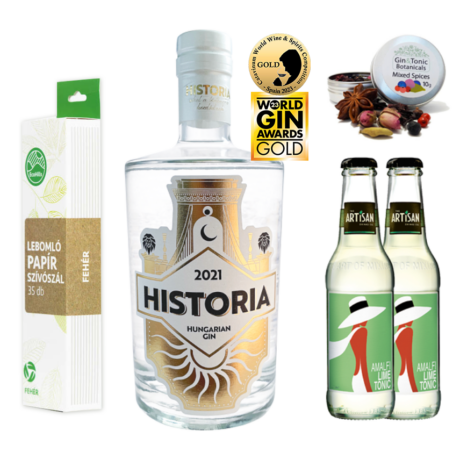 Historia Gin 0,7 Ajándék csomag 2 db Amalfi Tonikkal és ginfűszerrel