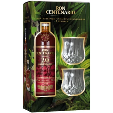 Centenario 20 years rum dd. + 2 pohár 0,7L 40%