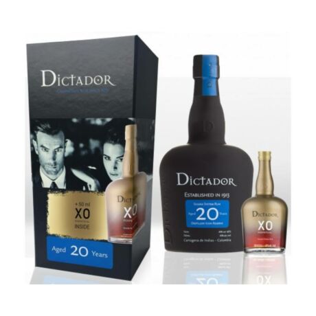 Dictador 20 éves rum 0,7L + XO mini 0,05L (40%) díszdobozban