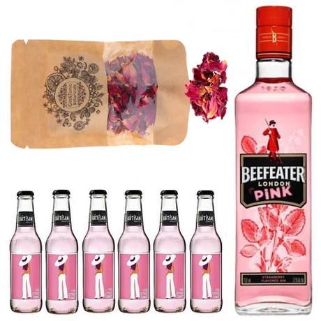 Beefeater Pink Gin Tonik szett ajándék rózsaszirommal