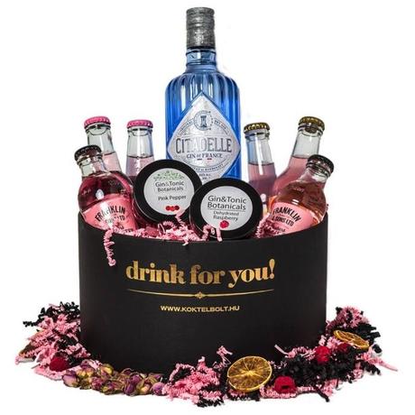Drink For You feliratos Citadelle Gin Tonik Ajándék csomag fekete díszdobozban